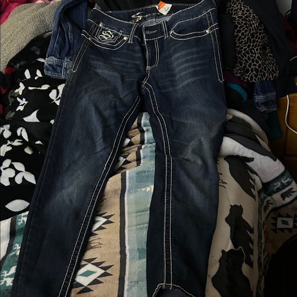 Seven7 Dark Blue Boot Cut Jeans